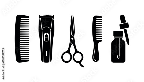 beard comb fine teeth, hair trimmer adjustable, scissors small grooming, moustache comb mini, beard oil dropper bottle bold black