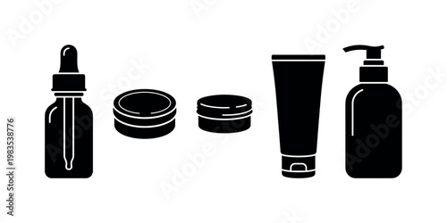 beard oil dropper bottle, beard balm small tin, beard wax container, beard conditioner tube, beard shampoo bottle bold black