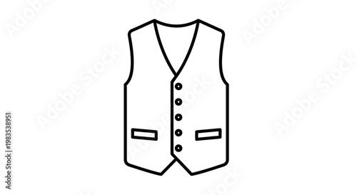 Simple line drawing of a formal waistcoat with buttons and pocket outlines