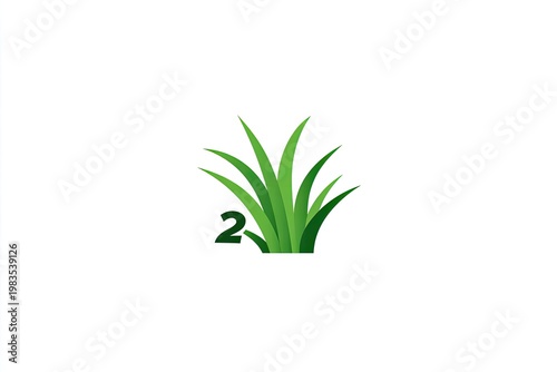 A simple graphic of green grass blades, with the number 