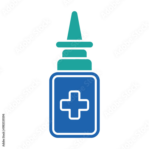Nasal Spray Bottle Icon with Medical Cross Symbol for Allergy and Sinus Congestion Treatment Relief