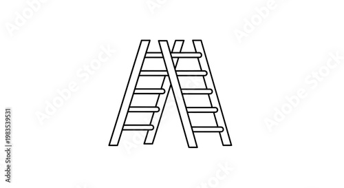 Two crossed ladders form an "A" shape against a white background