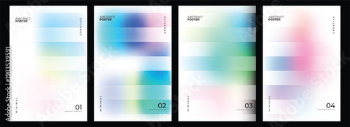Abstract poster set with colorful gradient blur shapes and minimal layout for modern creative design projects