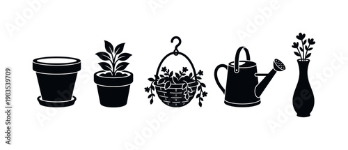 flower pot ceramic container, plant pot small round, hanging flower basket, watering can spout handle, garden vase tall narrow