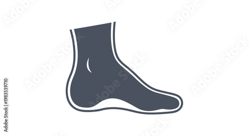 Minimalist dark gray outline of a human foot and ankle