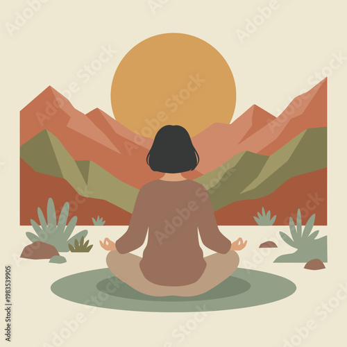 Woman sitting in cross legged lotus meditation pose.