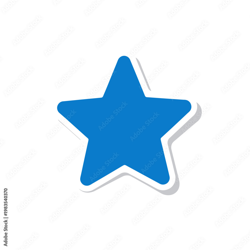 Obraz premium Blue Star Sticker Illustration with Rounded Corners and Drop Shadow