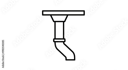 A simplified line drawing depicts a downspout with a flared opening