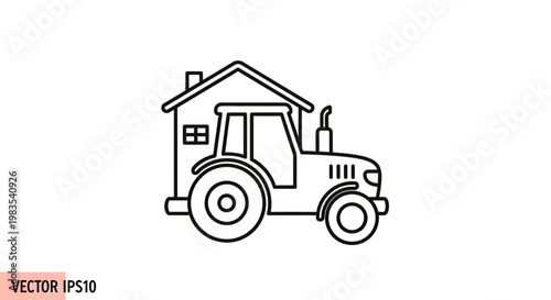 Outline of a house on a tractor