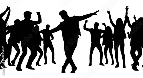 A group of people dancing and having fun isolated on transparent background, Vector