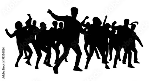 Foto A group of people dancing together in unison isolated on transparent background,
