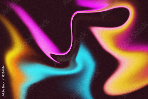 Neon purple and cyan glowing abstract background with light outline shapes