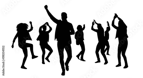 A group of people dancing and having fun isolated on transparent background, Vector