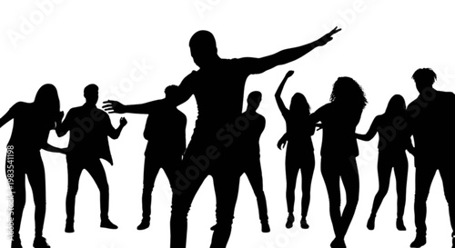 A group of people dancing and having fun isolated on transparent background, Vector