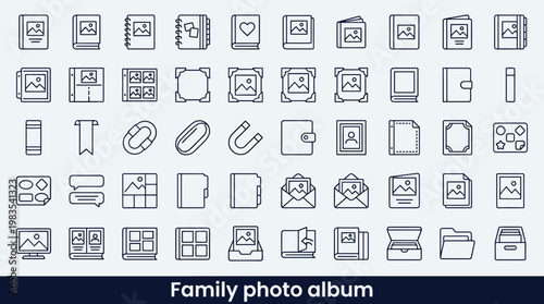Collection of icons representing photo albums and related items