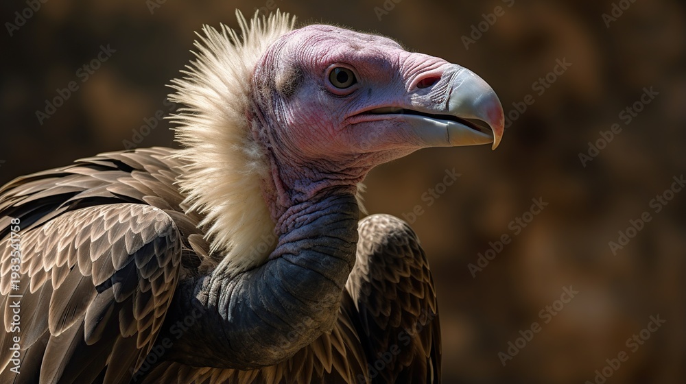 Fototapeta premium Close-Up Portrait of a Blue-Faced Bird with Spiky Neck Feathers Against a Dusky Natural Background