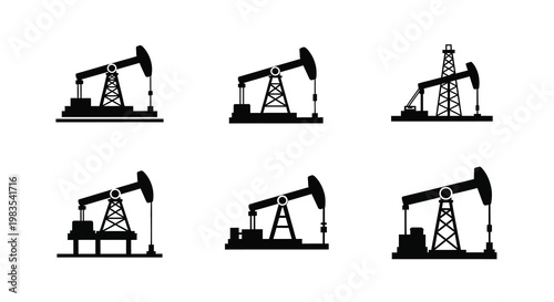 Black oil pumps and derricks a stark industrial landscape silhouette