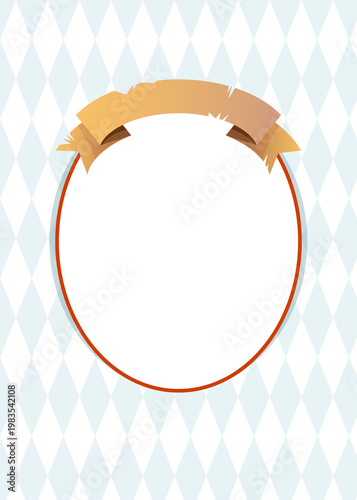 Kids circus empty frame on card peeking above rounded rectangle space