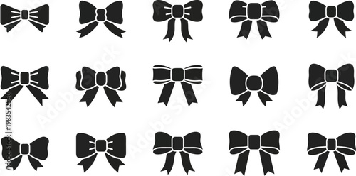 Black bow tie icons, bowtie set, vector bowties, formal accessories
