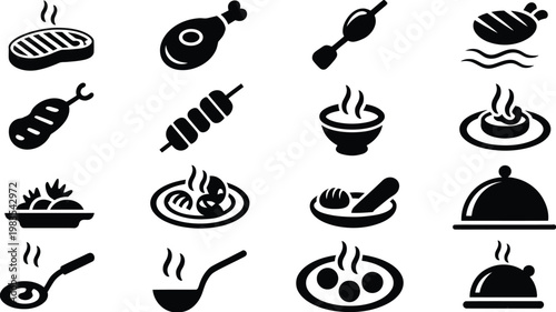 A Clean Vector Illustration Featuring a Variety of Delicious Food Icons