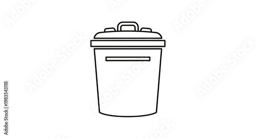 Simple black outline of a trash can with a hinged lid and a slot