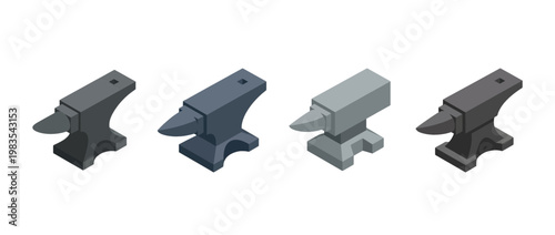 anvil flat color isometric vector
