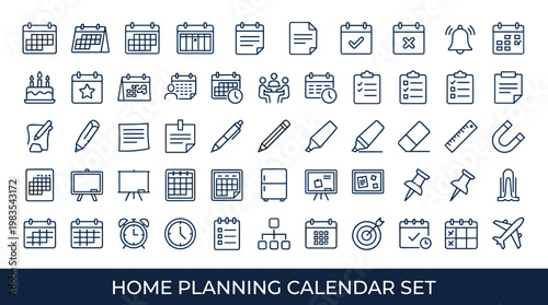 Organized calendar and planning icons for effective time management and scheduling