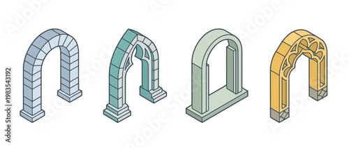 arch flat color isometric vector