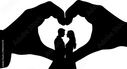 Romantic Couple Heart Silhouette SVG
