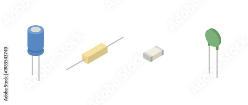 capacitor flat color isometric vector