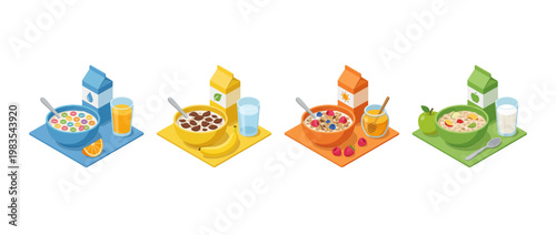 cereal flat color isometric vector