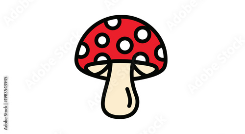 Red mushroom with white spots and a pale stem