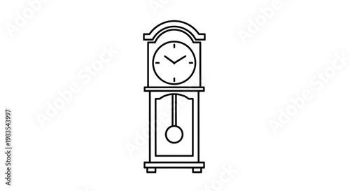 Outline illustration of a grandfather clock with a pendulum