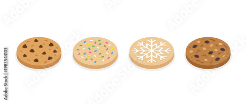 cookie flat color isometric vector