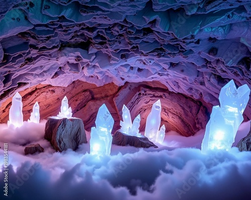 Luminescent Crystal Cave: An Ethereal Subterranean Wonder