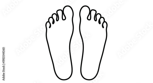 Simple line drawing depicting the soles of two human feet