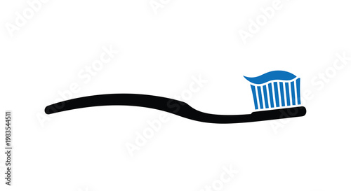 Simple graphic of a blue and black toothbrush on a white background