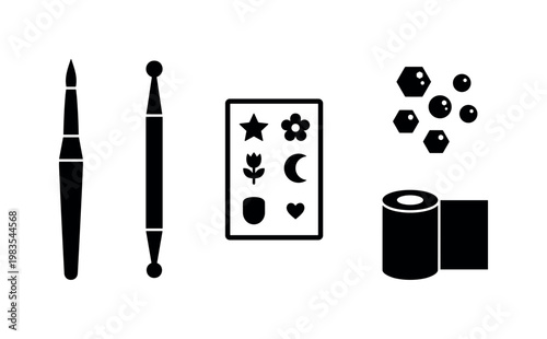 nail art brush fine tip, dotting tool dual ends, nail stickers sheet set, rhinestone gems nail decor, nail foil roll strip bold