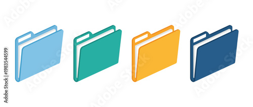 file folder flat color isometric vector