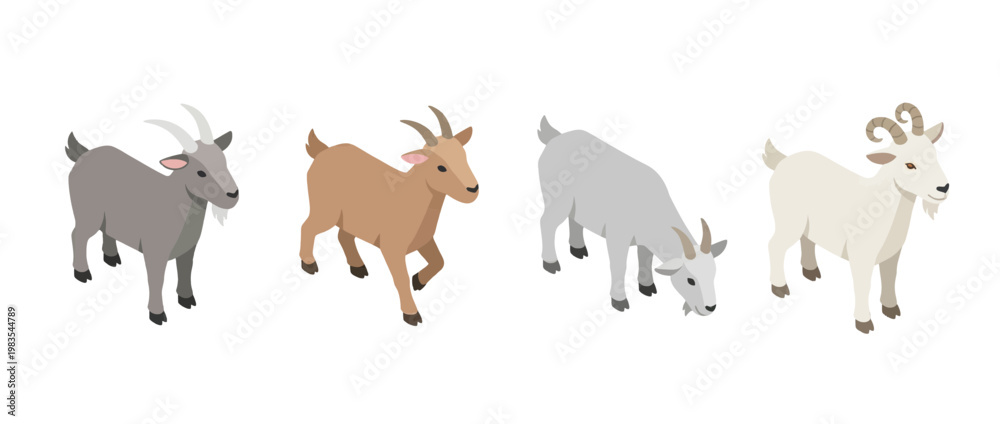 Obraz premium goat flat color isometric vector