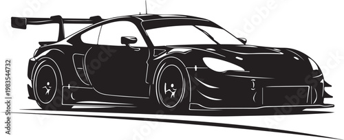 Black sports car, racing car, vector illustration, speedster, automotive design