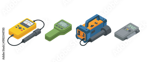 geiger counter flat color isometric vector