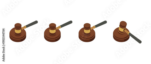 gavel flat color isometric vector