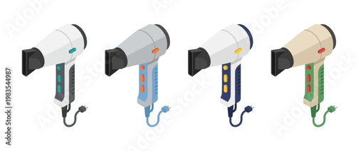 hair dryer flat color isometric vector