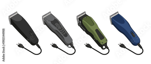 hair clipper flat color isometric vector