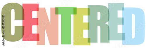 Centered text with pastel colors and 3d effect on transparent grid background.