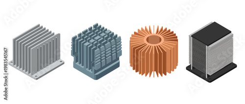 heat sink flat color isometric vector