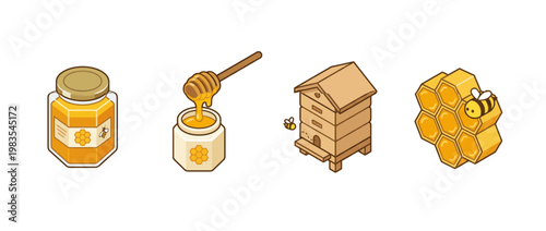 honey flat color isometric vector