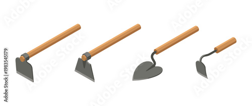 hoe flat color isometric vector