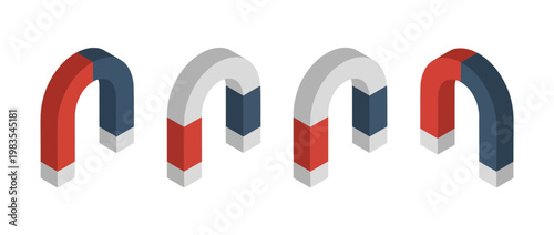 horseshoe magnet flat color isometric vector